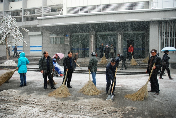 我院職工積極參加掃雪活動